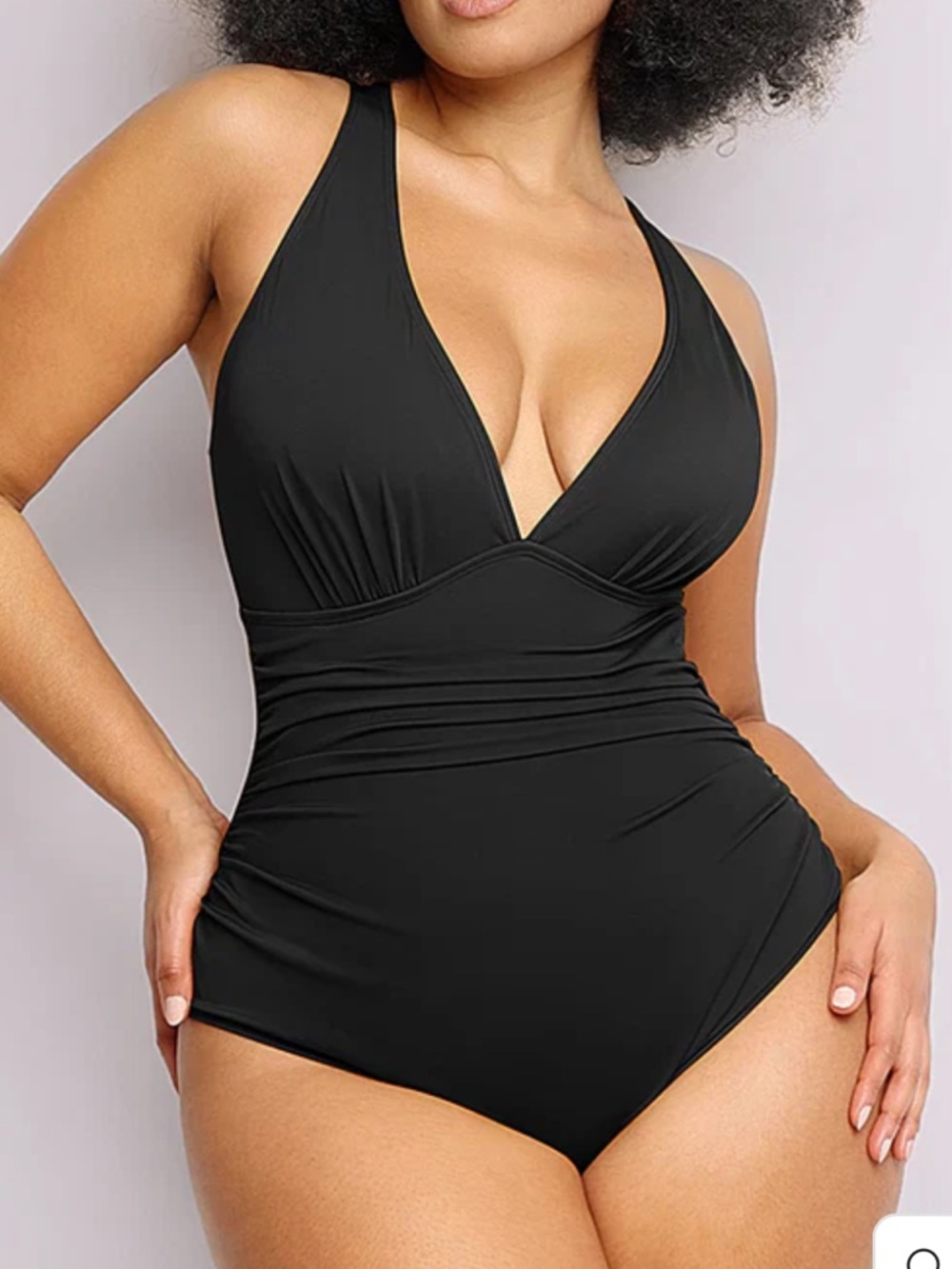 Smart Sculpt™
Plunge Cutout Black V-Neck One-Piece Swimsuit -